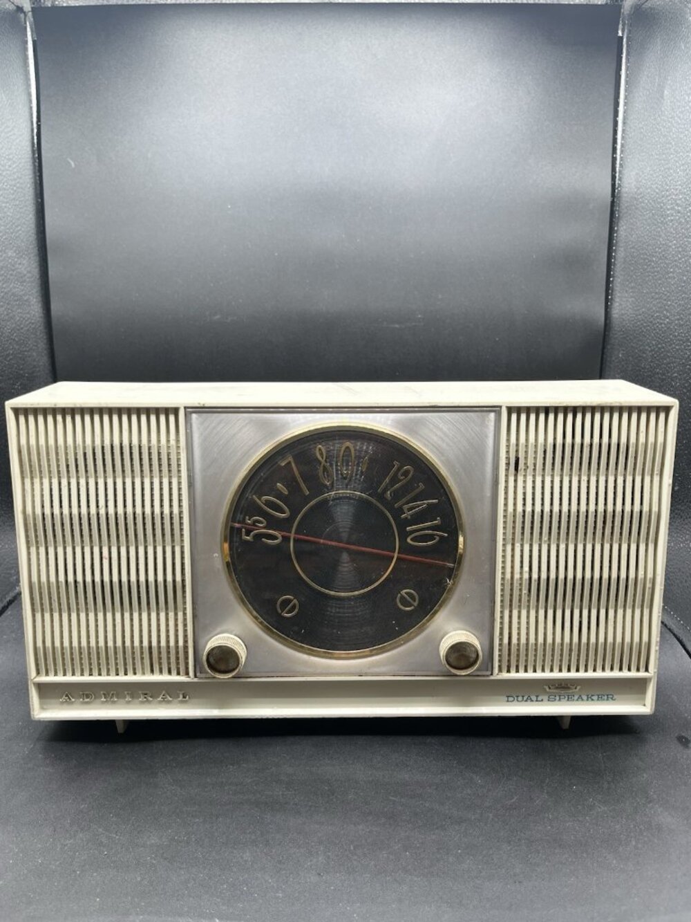 Vintage Admiral Dual Speaker Mid-Century AM Table Radio - Powers On ✅